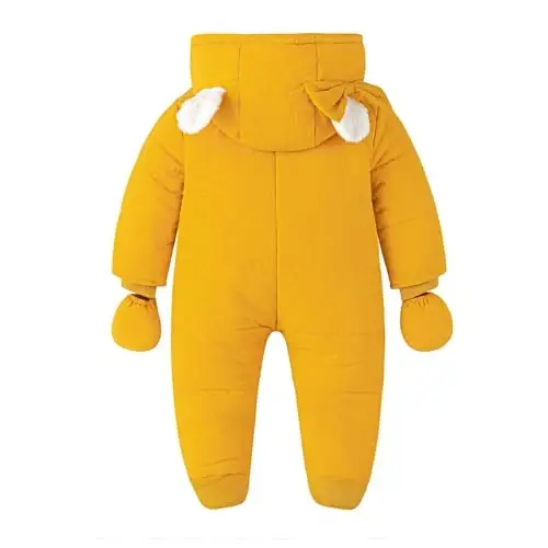 Simplee kids Unisex Baby Footed Winter Snowsuit | Soft and Warm Fabric,Windproof with Gloves,Winter Snow Outfits for Indoor or Outerwear,for Infant and Little Newborns - 3