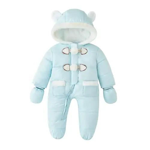 Simplee kids Unisex Baby Footed Winter Snowsuit | Soft and Warm Fabric,Windproof with Gloves,Winter Snow Outfits for Indoor or Outerwear,for Infant and Little Newborns - 1