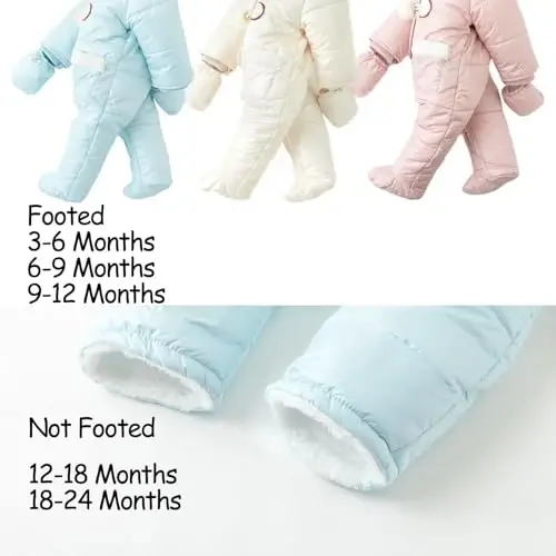 Simplee kids Unisex Baby Footed Winter Snowsuit | Soft and Warm Fabric,Windproof with Gloves,Winter Snow Outfits for Indoor or Outerwear,for Infant and Little Newborns - 6