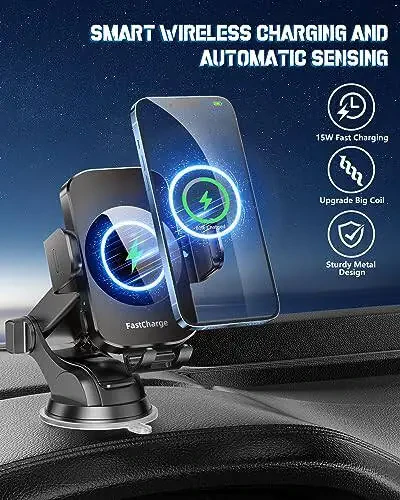Simsiz Avtomobil Zaryadlovchi Qurilmasi, Tez Zaryadlovchi Telefon Tutqichi BothLin 3 ta 1 da Telefon O'rnatish Avto Klipsli Avto Aksessuarlari iPhone 15 14 13 12 11 Xs XR, Samsung S23 Ultra S22 S21 S20/S10+ S9+ Note 9 bilan mos keladi - 2