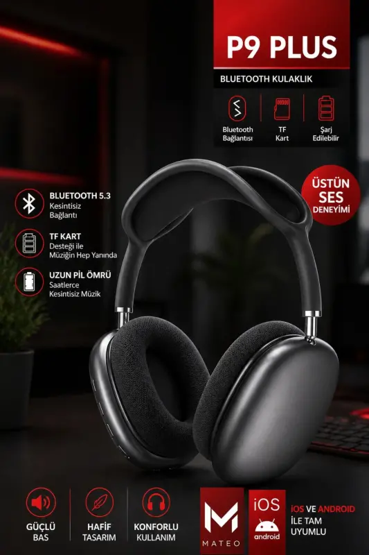 Simsiz Bluetooth Eshitish vositasi | iOS Android mos | Yuqori ovoz sifati | Mikrofonli stereo eshitish vositasi - QORA - 1