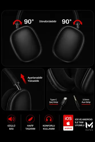 Simsiz Bluetooth Eshitish vositasi | iOS Android mos | Yuqori ovoz sifati | Mikrofonli stereo eshitish vositasi - QORA - 6