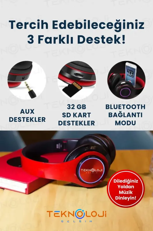 Simsiz Bluetooth mikrofonli quloqchin Led yoritgichli katlanadigan oq-OQ - 8
