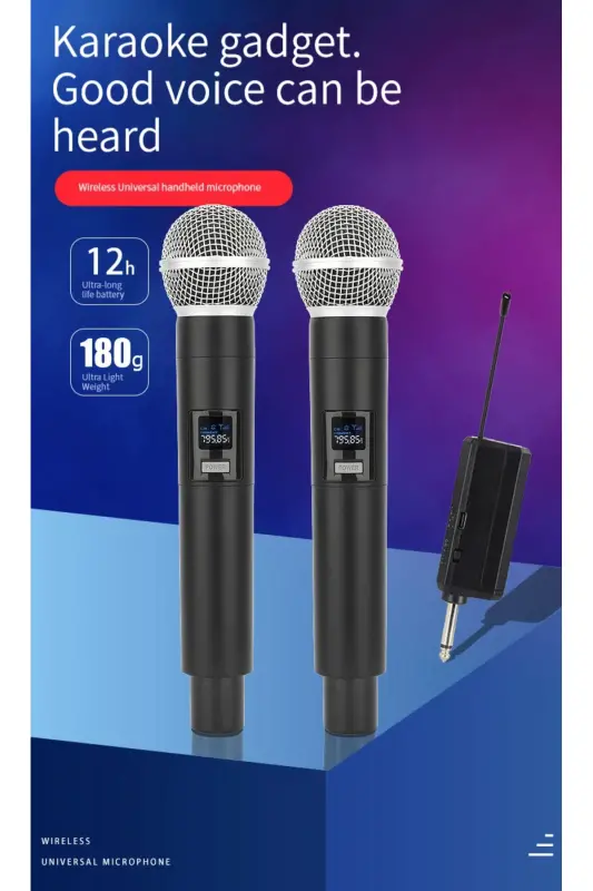 Simsiz Karaoke Ikki Mikrofon 6.35mm Sahna Chiqishi Parti Tadbiri Kuchaytirgich Karnay Wn06 Bluetoothsiz - 5