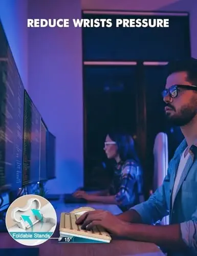 Simsiz klaviatura va sichqoncha to'plami - RGB yoritilgan, qayta zaryadlanuvchi va yoritilgan harflar, to'liq o'lchamli, ergonomik qiyalik burchagi, uyqu rejimi, Mac, Windows, noutbuk, kompyuter uchun 2,4 GHz sokin klaviatura sichqonchasi - 5