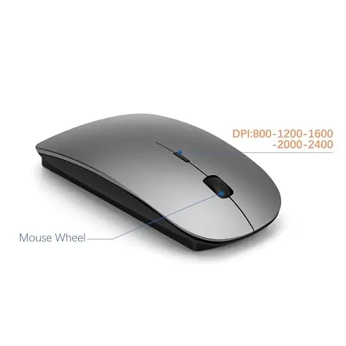 Simsiz klaviatura va sichqoncha Ultra Slim Combo, TopMate 2.4G Silent Compact USB 2400DPI sichqoncha va qaychi kalitli klaviatura to'plami qopqoq bilan, batareyalar kiritilgan, kompyuter/noutbuk/Windows/Mac uchun - Kulrang qora - TOPMATE (1)