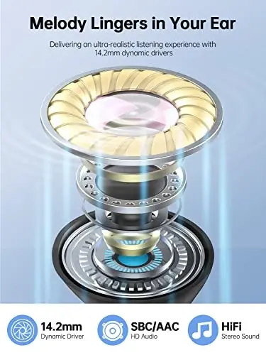 Simsiz quloqchin Bluetooth 5.3 naushniklar 40 soatlik o'yin vaqti HD Dou-Mic bilan, Raqamli LCD displeyli sport Bluetooth naushnik, IP7 suv o'tkazmaydigan naushnik shovqinni bekor qiluvchi quloqchin sensorli boshqaruv - 4