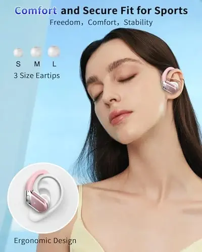 Simsiz quloqchin, Bluetooth 5.4 Sport uchun IP7 suvga chidamli naushniklar, ENC shovqinni bekor qiluvchi mikrofoni bilan 50 soatlik simsiz naushniklar, Android, iOS, mashg'ulot, sport zal uchun quloq ilgakli chuqur bassli quloqchin - 5
