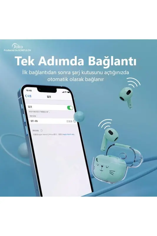 Simsiz quloqchin Bluetooth гарнитураси Ios Android mos Ultra Hd ovozli mushuk quloqchin - Oq - 4
