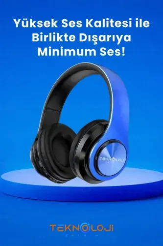 Simsiz quloqchin Bluetooth mikrofonli quloq usti quloqchin Led chiroqli katlanadigan QORA-KO'K-KO'K - TEKNOLOJI GELSIN (1)