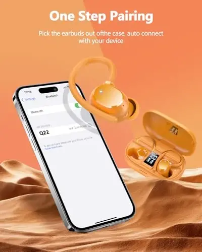 Simsiz quloqchinlar 128 soat Bluetooth 5.3 Sport naushniklari, 2025 Bluetooth quloqchinlari Stereo chuqur bas quloq ustidagi quloqlar, quloq ilgaklari, ENC shovqinni bekor qiluvchi mikrofon, mashg'ulot/yugurish uchun IPX7 suv o'tkazmaydigan quloqchin - 3