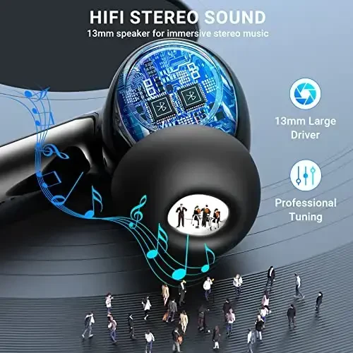 Simsiz quloqchinlar, 2024 Simsiz eshituvchilar HiFi stereo eshituvchilar 4 ta ENC shovqinni bekor qiluvchi mikrofonli, 42 soat o'ynash vaqti Quloq ichiga eshituvchi, Bluetooth 5.3 sport eshituvchilar LED quvvat displeyli Android iOS Qizil - 2