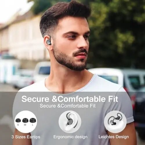 Simsiz quloqchinlar, 2025 Bluetooth 5.4 HiFi Stereo eshitish vositasi, ENC shovqinni bekor qiluvchi mikrofonli Bluetooth eshitish vositasi, IP7 suv o'tkazmaydigan quloq ichidagi naushniklar, mashg'ulot sporti uchun 68H Dual LED displeyli quloqchinlar - 6