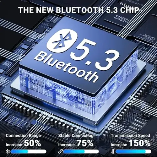 Simsiz quloqchinlar, 2025 Simsiz Naushniklar HiFi Stereo Quloqchinlar 4 ENC shovqinni bekor qiluvchi mikrofon bilan, 42 soatlik o'yin vaqti Android iOS uchun LED quvvat displeyli Bluetooth 5.3 sport quloqchinlari - 2