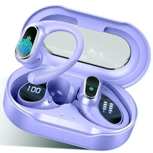 Simsiz Quloqchinlar, 2026 Bluetooth 5.4 Sport Naushniklar, 50 Soat HiFi Stereo Chuqur Bass, ENC Shovqinni Bekor Qiluvchi Mikrofonga ega, IP7 Suv O'tkazmaydigan va LED Displey, Mashq qilish/Yugurish uchun Quloqilgaklar - ROLOSAR
