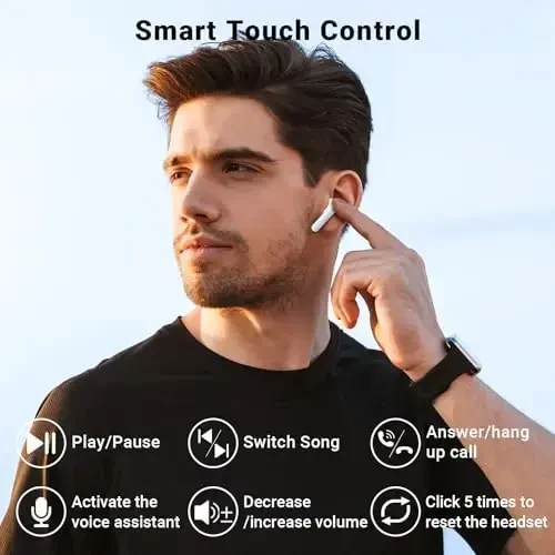 Simsiz quloqchinlar, Bluetooth 5.3 naushniklari HiFi Stereo & 4 ENC mikrofon, 42H o'yin vaqti Zaryadlash qutisi bilan quloqchinlar LED displey, Bluetooth naushniklari iOS Android Earpods Sport Workout uchun IPX7 suv o'tkazmaydigan - 5