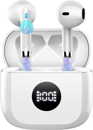 Simsiz Quloqchinlar, Bluetooth 5.3 Quloqchin LED Quvvat Displeyli Quloqchin Bass Stereo, Bluetooth Quloqchinlar Quloq Ichiga Shovqinni To'suvchi Mikrofon, 40 soat Davom Etuvchi Mini Kassa IP7 Su O'tkazmaydigan Sport Quloqchinlari Android iOS Uchun - 3