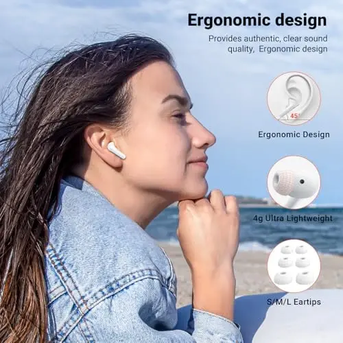 Simsiz Quloqchinlar, Bluetooth 5.3 Quloqchinlar HiFi Stereo & 4 ENC Mikrofon, 42 soat o'ynash vaqti Quloqchinlar Zaryadlash qutisi LED Displey, Bluetooth Quloqchinlar IPX7 Su o'tkazmaydigan iOS Android Quloqchinlar Sport Mashqlari - 6