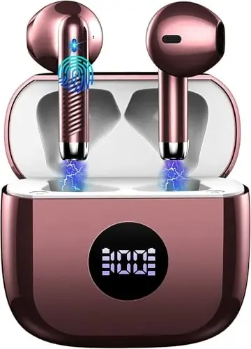 Simsiz quloqchinlar, Bluetooth 5.4 LED displeyli quloqchinlar Bass Stereo, Bluetooth shovqinni bekor qiluvchi mikrafonli quloqchinlar, Android iOS uchun 40 soatlik mini qutisi IP7 suv o'tkazmaydigan sport quloqchinlari - MODAZONE