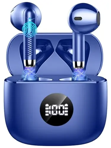 Simsiz quloqchinlar, Bluetooth 5.4 naushniklar LED quvvat displeyi Quloqchinlar Bass Stereo, Bluetooth quloqchinlar Ichki shovqinni bekor qiluvchi mikrofon, 40 soat ijro etish Mini Case IP7 Android iOS uchun suv o'tkazmaydigan sport naushniklari - 1