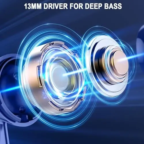 Simsiz quloqchinlar, Bluetooth 5.4 naushniklar LED quvvat displeyi Quloqchinlar Bass Stereo, Bluetooth quloqchinlar Ichki shovqinni bekor qiluvchi mikrofon, 40 soat ijro etish Mini Case IP7 Android iOS uchun suv o'tkazmaydigan sport naushniklari - 4