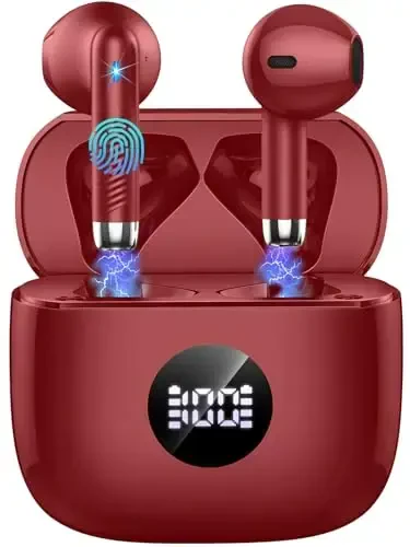 Simsiz quloqchinlar, Bluetooth 5.4 naushniklari LED quvvat displeyi Bass Stereo quloqchinlari, Bluetooth quloqchinlari Ichki quloq shovqinni kamaytiruvchi mikrofon, 40 soat ijro etish Mini Case IP7 Android iOS uchun suv o'tkazmaydigan sport naushniklari - 1