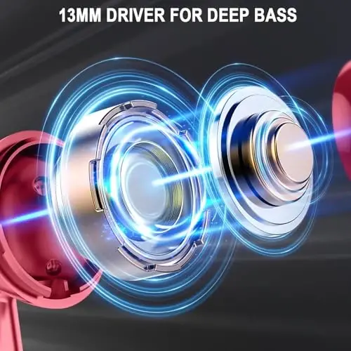 Simsiz quloqchinlar, Bluetooth 5.4 naushniklari LED quvvat displeyi Bass Stereo quloqchinlari, Bluetooth quloqchinlari Ichki quloq shovqinni kamaytiruvchi mikrofon, 40 soat ijro etish Mini Case IP7 Android iOS uchun suv o'tkazmaydigan sport naushniklari - 4