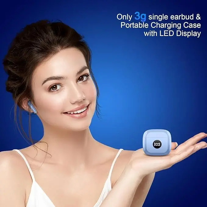 Simsiz quloqchinlar Bluetooth 5.4, quloqchinlar LED quvvat displeyli naushniklar 6D Stereo, Bluetooth quloqchinlar ichki shovqinni bekor qiluvchi mikrofon, 40 soat ijro etish mini korpusi IP7 suv o'tkazmaydigan sport naushniklari Android iOS uchun - 5