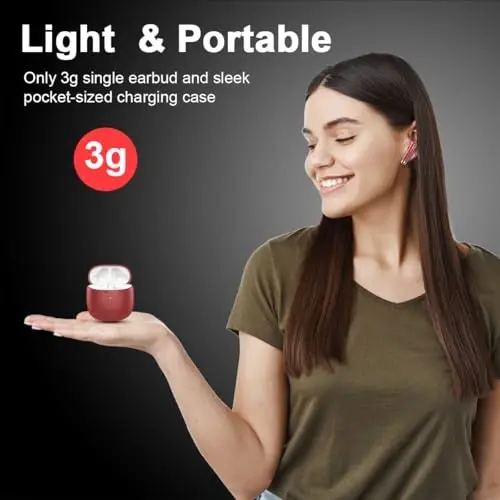 Simsiz quloqchinlar, Bluetooth 5.4 quloqchinlar Stereo Bass, Bluetooth quloq naushniklari shovqinni bekor qiluvchi mikrofon, quloqchinlar IP7 suv o'tkazmaydigan sport, 32H o'yin vaqti USB C zaryadlash qutisi Android iOS uchun qizil quloq kurtaklari - 4