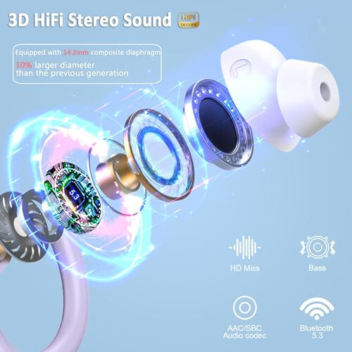 Simsiz Quloqchinlar Bluetooth Quloqchin Sport, Bluetooth 5.3 Quloqchin 3D HiFi Stereo Quloq Usti Quloqchin, 48 soat Quloq Kancasi Quloqchin Shovqinni Bekituvchi Mikrofonli, IP7 Su O'tkazmaydigan Garniтура Workout/Yugurish/Sport Zalı uchun, Binafsha - Rulefiss (1)