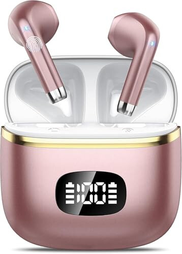 Simsiz Quloqchinlar Bluetooth Quloqchinlar 5.3 Bass Stereo Quloqchinlar, 40 soat o'ynash vaqti Quloqchinlar LED quvvat displeyli, Bluetooth Quloqchin shovqinni bekor qiluvchi mikrofonli IPX7 suv o'tkazmaydigan Quloqchinlar iOS Android uchun - 6