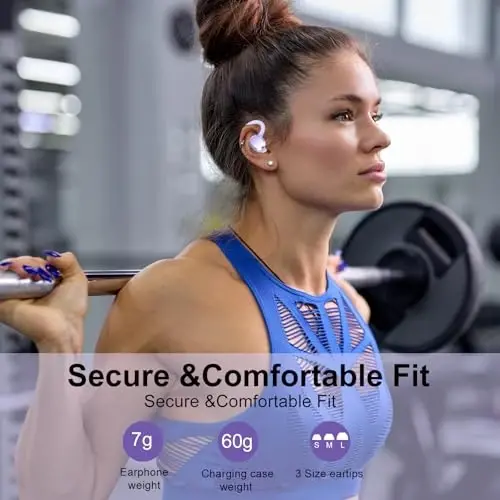 Simsiz quloqchinlar, Bluetooth quloqchinlar, Bluetooth 5.4 68 soatlik o'yin vaqti bilan sport quloqchinlari LED displeyli ENC shovqinni bekor qiluvchi mikrofon, IPX7 suv o'tkazmaydigan quloqchinlar sport zal/mashq uchun ilgakli - 5