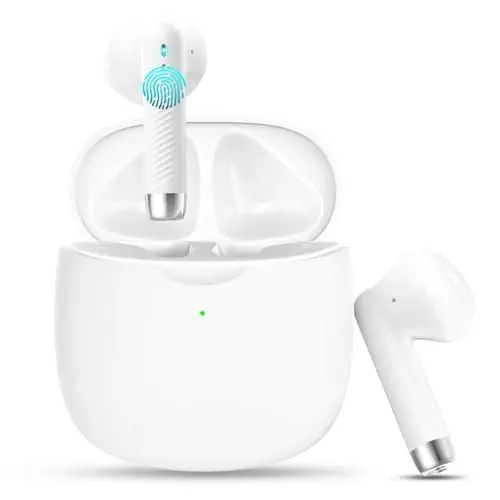Simsiz quloqchinlar, shovqinni bekor qiluvchi mikrofonli Bluetooth 5.4 quloq ichidagi naushniklar, Bluetooth naushniklar stereo bass, IP7 suv o‘tkazmaydigan sport naushniklari, 32 soatlik USB C zaryadlash oq quloqchinlari Android iOS uchun - MODAZONE