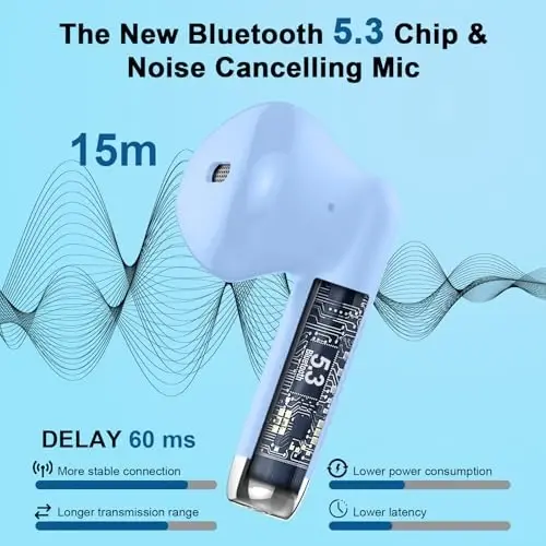 Simsiz quloqchinlar, shovqinni bekor qiluvchi mikrofonli Bluetooth 5.4 quloqchinlari, Bluetooth quloqchinlari Stereo Bass, IP7 suvga chidamli sport quloqchinlari, 32 soatlik USB C zaryadlovchi kurtaklari Android iOS uchun och ko'k - JXREV (1)