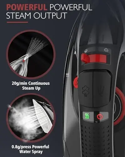 Simsiz Utю, 1500Vt Simsiz Bug'li Utю - 11,84oz Su Bakiga Ega Kiyimlar Uchun Simsiz Utю, Seramik Tag'li va 3 Harorat Rejimiga Ega Tomchi Tushmaslikka Qarshi Simsiz Utю - QORA - 3