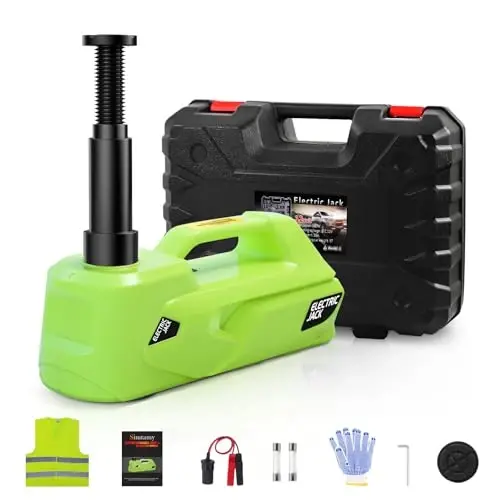 Simtamy Electric Car Jack 5Ton 12V Hydraulic Car Jack Lift (Lifting Range: 6.1~17.7 inch) Built-in Safety Hammer, and LED Light for SUV MPV Sedan Truck Change Tires Garage Repair - 1