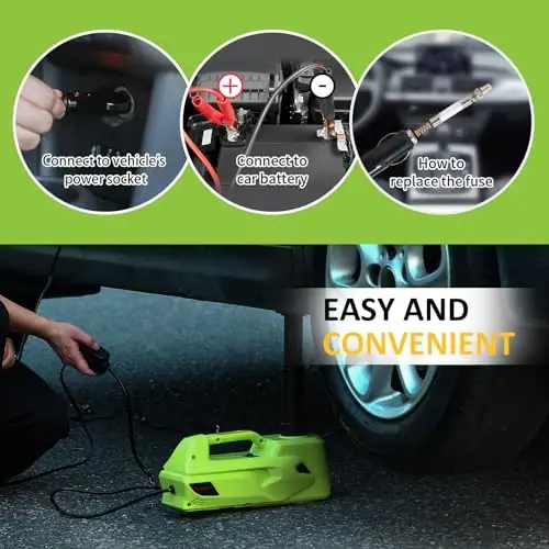 Simtamy Electric Car Jack 5Ton 12V Hydraulic Car Jack Lift (Lifting Range: 6.1~17.7 inch) Built-in Safety Hammer, and LED Light for SUV MPV Sedan Truck Change Tires Garage Repair - 3