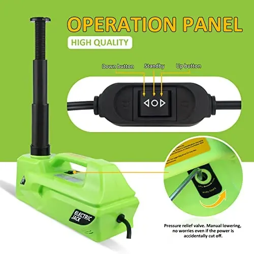 Simtamy Electric Car Jack 5Ton 12V Hydraulic Car Jack Lift (Lifting Range: 6.1~17.7 inch) Built-in Safety Hammer, and LED Light for SUV MPV Sedan Truck Change Tires Garage Repair - 4
