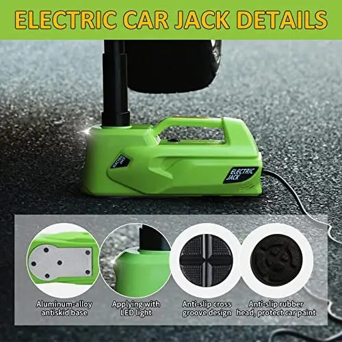 Simtamy Electric Car Jack 5Ton 12V Hydraulic Car Jack Lift (Lifting Range: 6.1~17.7 inch) Built-in Safety Hammer, and LED Light for SUV MPV Sedan Truck Change Tires Garage Repair - 5