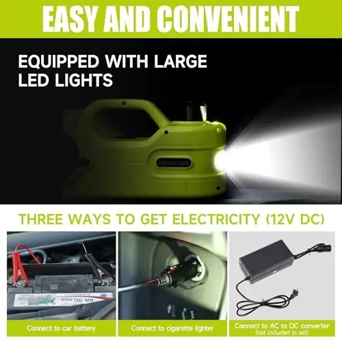 Simtamy Electric Car Jack Kit 5T 12V Hydraulic Tire Jack with Double Cylinder Air Pump & LCD Touch Screen & Impact Wrench Portable Car Lift for Tire Changes and Roadside Emergencies - 6