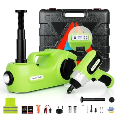 Simtamy Electric Car Jack Kit 5Ton 12V Car Jack Hydraulic (Lifting Range: 6.1-20.86 inch) with Impact Wrench & Inflator for SUV MPV Sedan Truck with LCD Tire Pressure Display - 1
