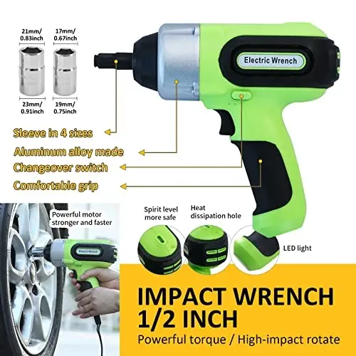 Simtamy Electric Car Jack Kit 5Ton 12V Car Jack Hydraulic (Lifting Range: 6.1-20.86 inch) with Impact Wrench & Inflator for SUV MPV Sedan Truck with LCD Tire Pressure Display - 5