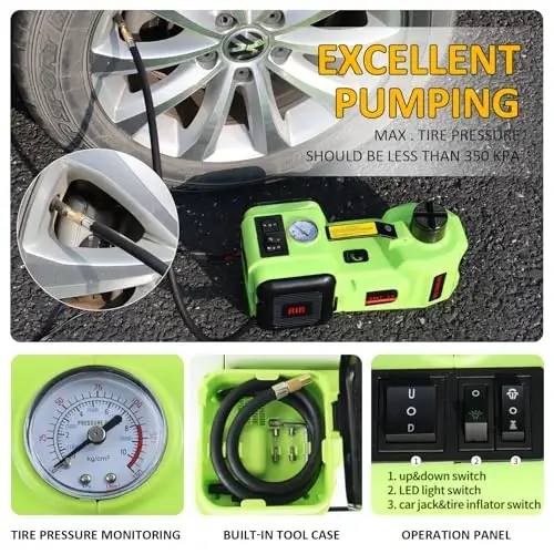 Simtamy Electric Car Jack Kit 5Ton 12V Car Jack(Lifting Range: 6.1~20.86 inch) with Impact Wrench Tire Inflator for SUV MPV Sedan Truck Change Tires Garage Repair and Emergency Tire Change - 4