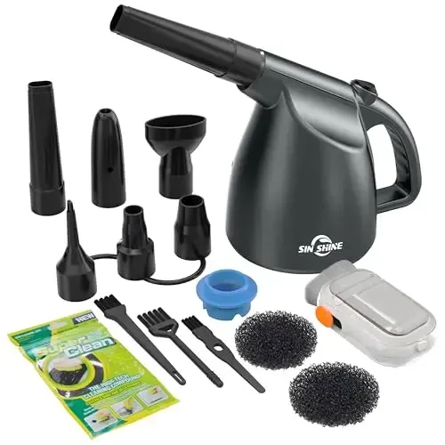 SIN SHINE - Compressed Air 4.0- Multi-Use Electric Air Duster for Cleaning Dust, Hairs, Crumbs, Scraps for Laptop, Computer, Replaces Compressed Air Cans & Canned Air (AD01-Silver) - SIN
