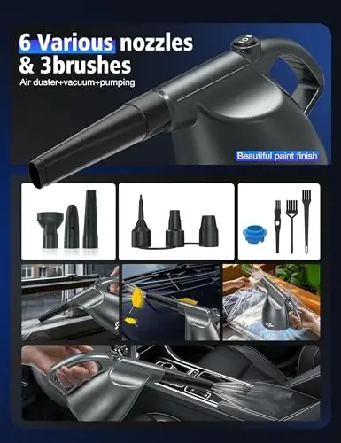 SIN SHINE - Compressed Air 4.0- Multi-Use Electric Air Duster for Cleaning Dust, Hairs, Crumbs, Scraps for Laptop, Computer, Replaces Compressed Air Cans & Canned Air (AD01-Silver) - 4