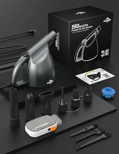 SIN SHINE - Compressed Air 4.0- Multi-Use Electric Air Duster for Cleaning Dust, Hairs, Crumbs, Scraps for Laptop, Computer, Replaces Compressed Air Cans & Canned Air (AD01-Silver) - 7