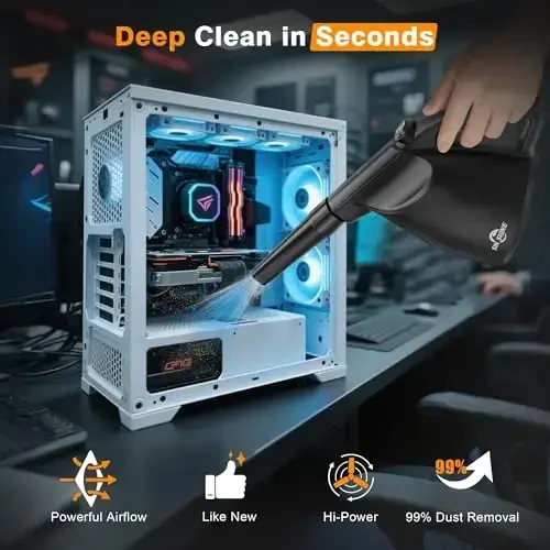 SIN SHINE Laptop, Kompyuter uchun siqilgan havo tozalagichi - 110000RPM Super quvvatli elektr havo tozalagichi chang, soch, bo'laklar, qoldiqlarni tozalash uchun, siqilgan havo ballonlari va bankalari o'rnini bosadi (Jet-Black) - 2