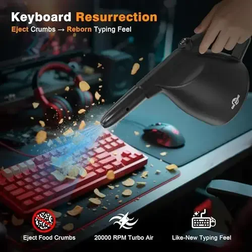SIN SHINE Laptop, Kompyuter uchun siqilgan havo tozalagichi - 110000RPM Super quvvatli elektr havo tozalagichi chang, soch, bo'laklar, qoldiqlarni tozalash uchun, siqilgan havo ballonlari va bankalari o'rnini bosadi (Jet-Black) - 3
