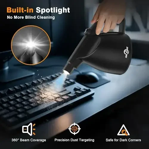 SIN SHINE Laptop, Kompyuter uchun siqilgan havo tozalagichi - 110000RPM Super quvvatli elektr havo tozalagichi chang, soch, bo'laklar, qoldiqlarni tozalash uchun, siqilgan havo ballonlari va bankalari o'rnini bosadi (Jet-Black) - 4