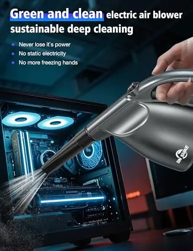 SIN SHINE - Compressed Air 4.0- Multi-Use Electric Air Duster for Cleaning Dust, Hairs, Crumbs, Scraps for Laptop, Computer, Replaces Compressed Air Cans & Canned Air (AD01-Silver) - 3